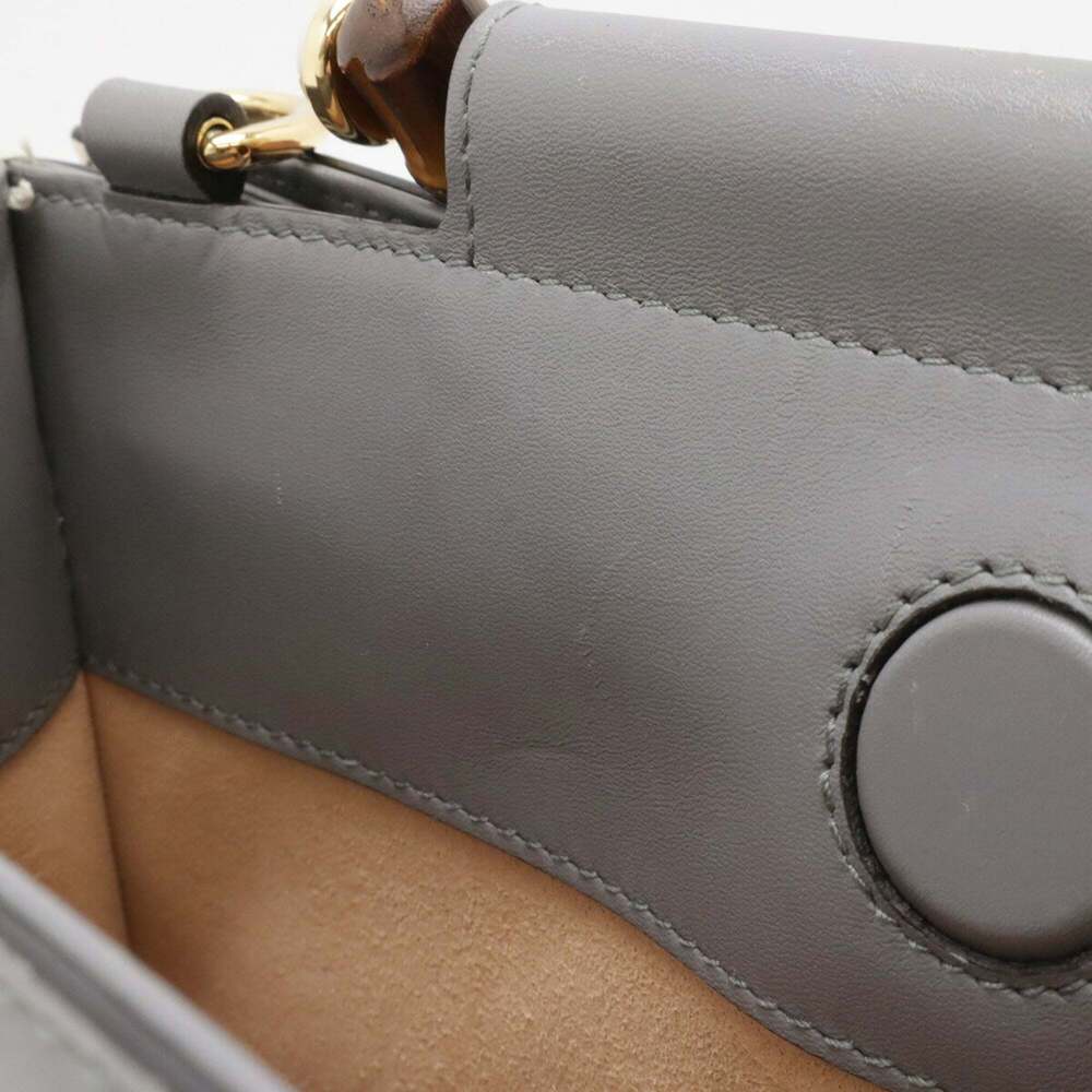 GUCCI White Pearl Leather Bamboo Shoulder Bag - Picture 9 of 10